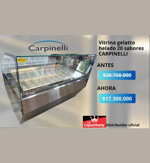 Vitrina gelatto helado 20 sabores CARPINELLI